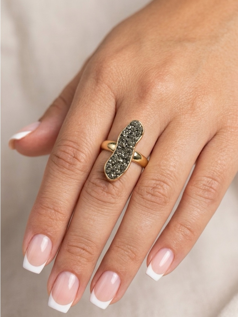 Pyrite Abstract Ring - Size 9